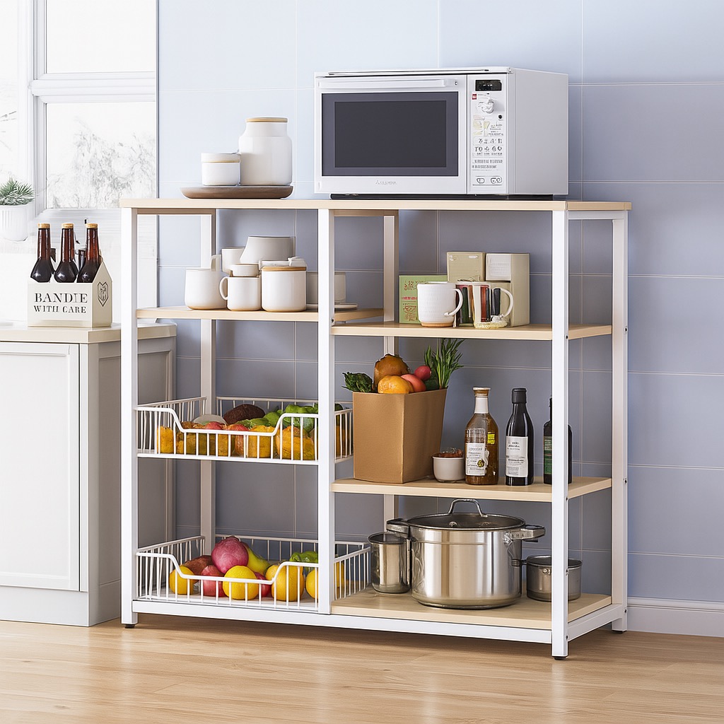 Multi-Tier Microwave Oven Storage Rack | Multi-Level Countertop Display ...