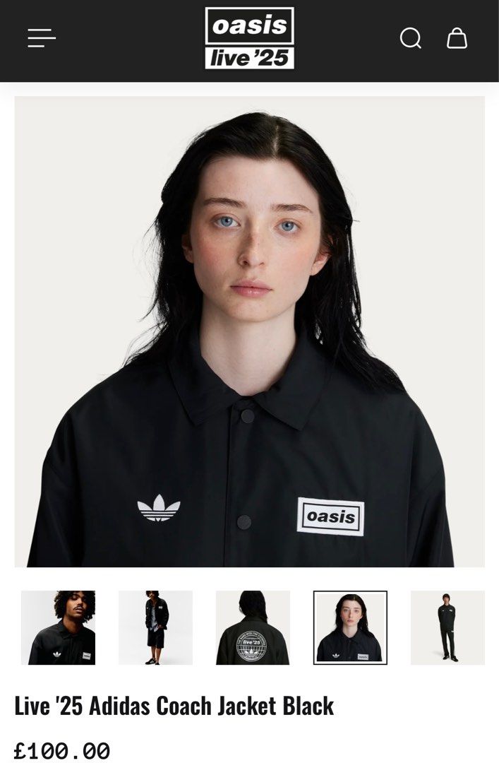 OASIS Live '25 Adidas Coach Jacket Black UNISEX, Men's