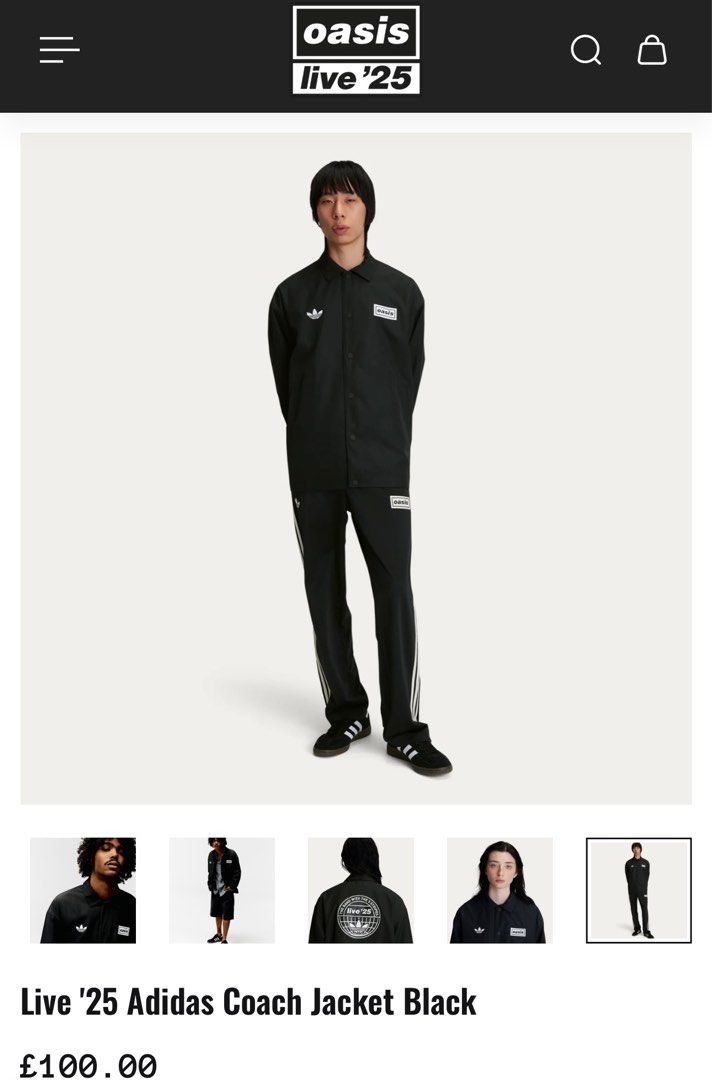 Oasis Live'25 Adidasコーチジャケット　ブラック Adidas x Oasis Tour Coach Jacket | Oasis Adidas Coach Jacket