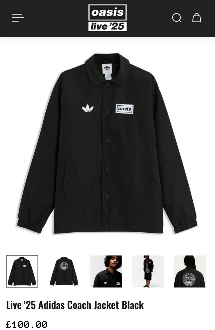 OASIS Live '25 Adidas Coach Jacket Black UNISEX, Men's