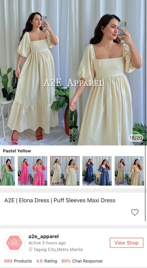 Puff Sleeves Maxi Dress (Category: Dresses) located in Manila. Submitted by jaaa_ (Listing ID 1380088643, Image 1). Description: RFS: Impulsively bought it kahit na walang panggagamitan kasi parang ang cute nya for semi formal/casual event. Never been used talaga. I can send more photos if interested!.