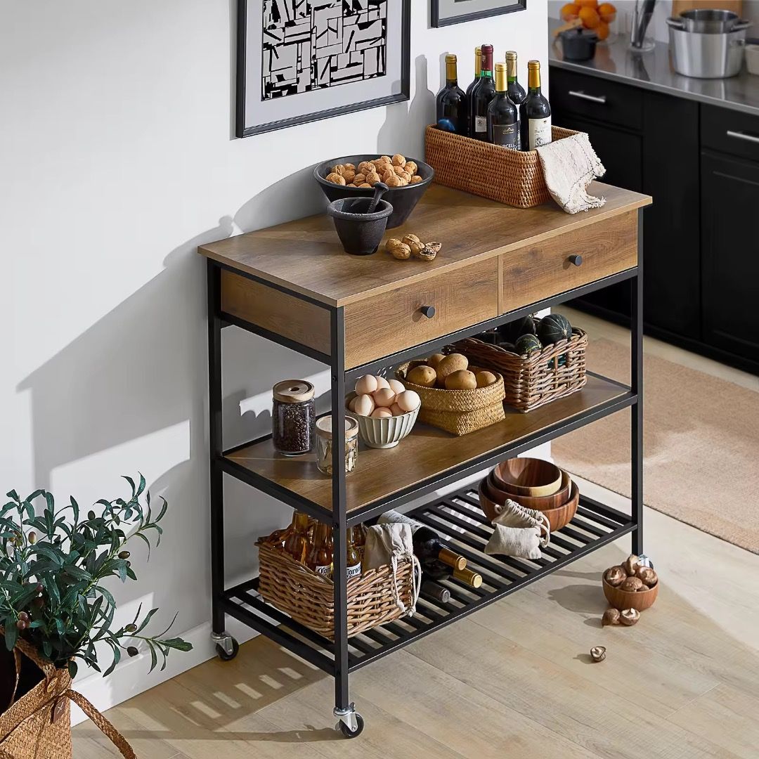 Rolling Kitchen Cabinet | Wheeled Storage Cart | Kitchen Island Trolley ...