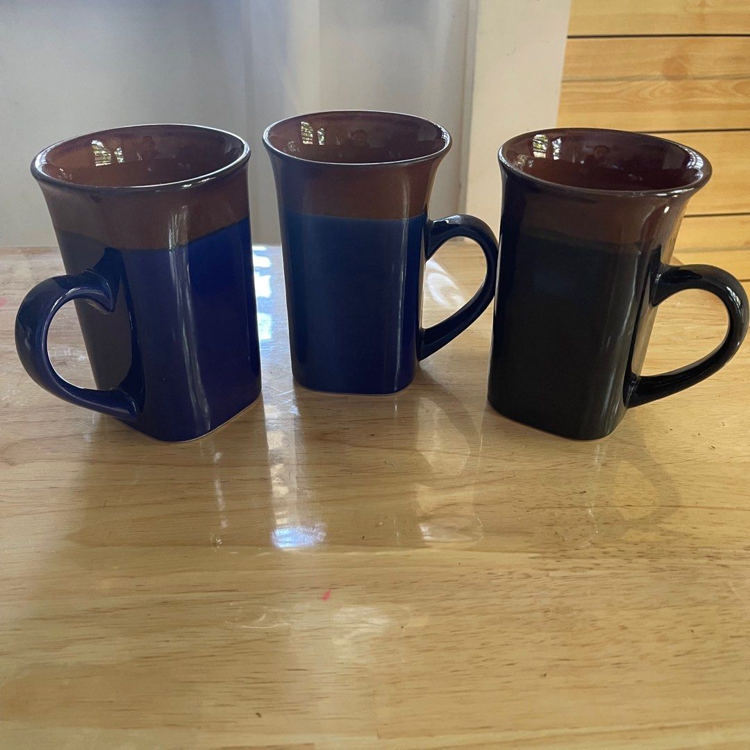 Royal Norfolk stoneware coffee mug 3 pcs bundle (Category: Coffee & Tea Tableware) located in San Jose. Submitted by salt02 (Listing ID 1379963748, Image 1). Description: From USA Never been used Royal Norfolk stoneware coffee mug, specifically a tall latte mug 2 pcs with a blue and brown two-tone design. 1 pc with a black and brown two tone design. 5 inches height.