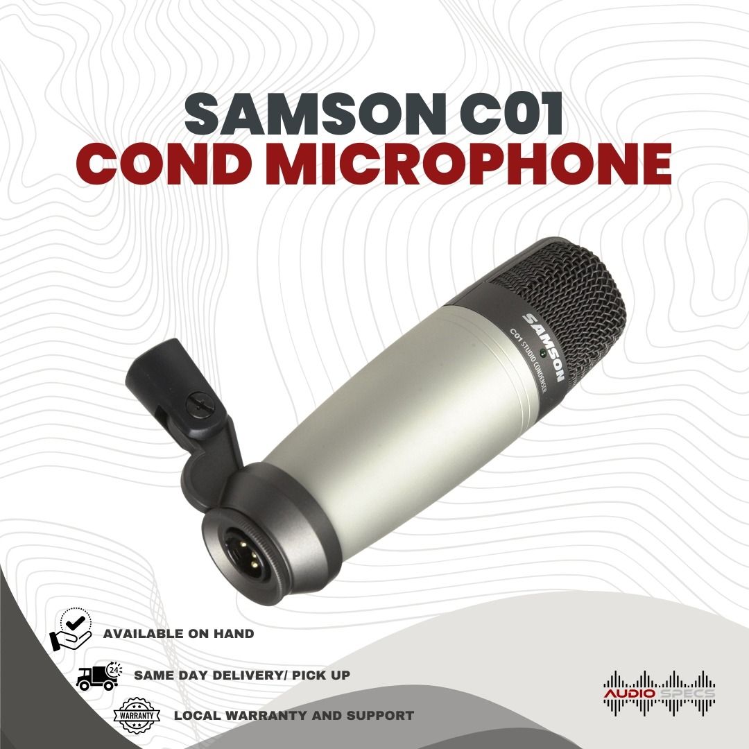 Samson C01 Condenser Microphone (Category: Microphones) located in Quezon City. Submitted by allanpauco (Listing ID 1071686165, Image 1). Description: SAMSON C01 Condenser Professional Microphone XLR Brand new units available on hand Available for pick-up or shipping courtesy of buyer All items are tested and guaranteed in good working conditions before we handover to our buyers. Exceptions are those in sealed packaging's. Compatibility is Buyer'