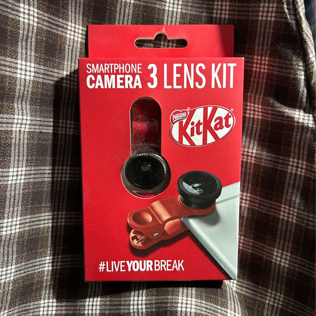 Smartphone Camera 3 Lens Kit KitKat (Category: Lens & Kits) located in Paranaque City. Submitted by cluttered.room (Listing ID 1380035723, Image 1). Description: Never used and taken out of the box. Mode of payment: Gcash only.
