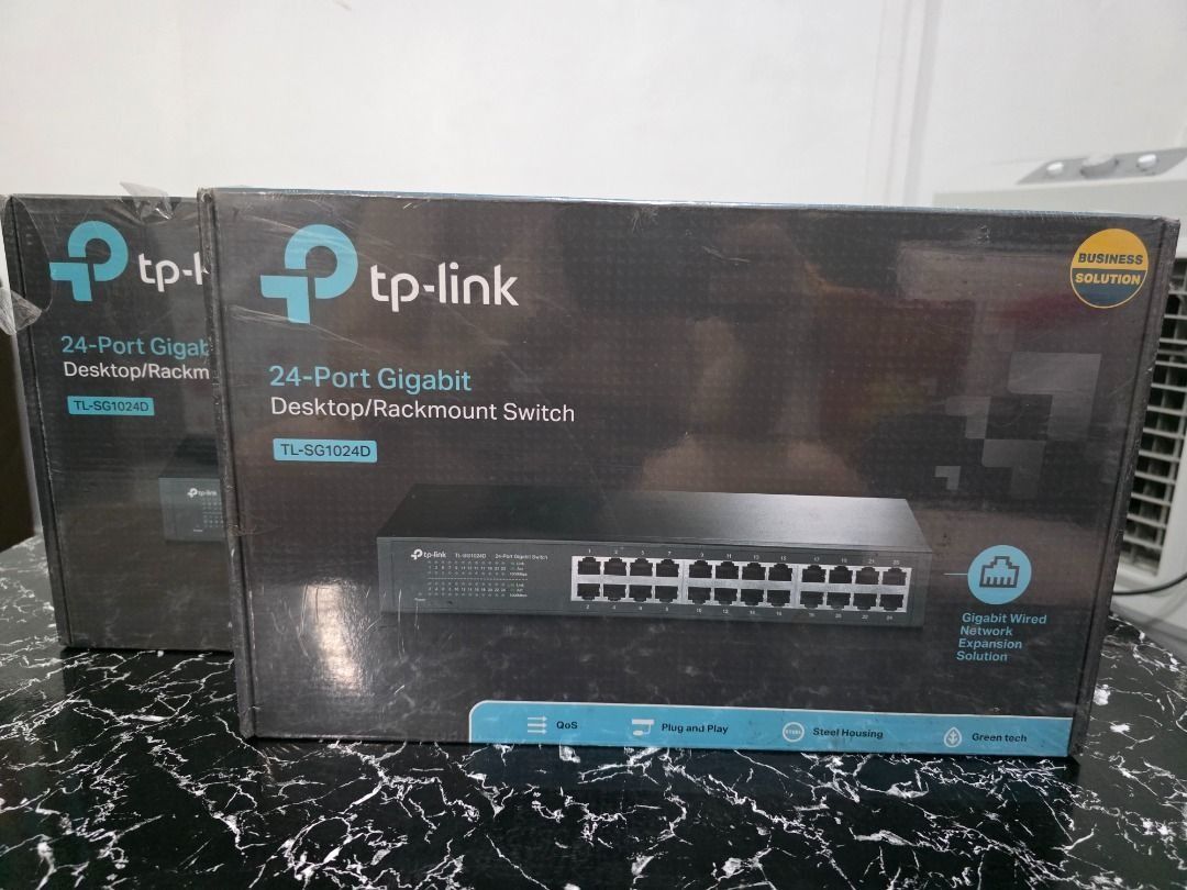 TP-Link TL-SG1024D 24-Port Gigabit Switch (Category: Office & Business Technology) located in Makati City. Submitted by jeffsquared (Listing ID 1379923267, Image 1). Description: For SALE: TL-SG1024D Sealed and Brand New ( 1pc only ) 24-Port Gigabit Desktop/Rackmount Switch 24 10/100/1000Mbps ports Innovative energy-efficient technology saves power consumption Supports MAC address self-learning, Auto MDI/MDIX and Auto negotiation Plug & play desi