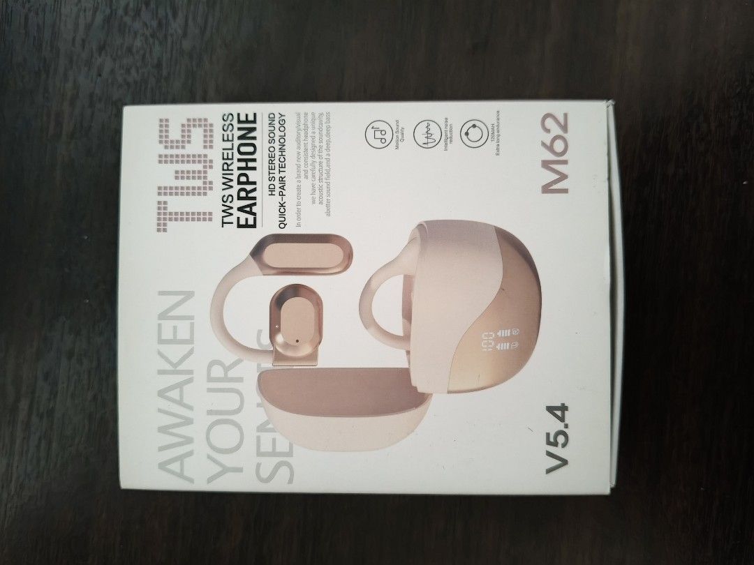 TWS Wireless Earphone M62 V5.4 - Brand New (Category: Earphones) located in Singapore. Submitted by inezchen0925289 (Listing ID 1379926935, Image 2). Description: - like new M62 TWS Wireless Earphones - HD stereo sound - Quick-pair technology - Includes charging case with digital battery percentage display - Comes with USB cable - Perfect for listening to music on the go!.