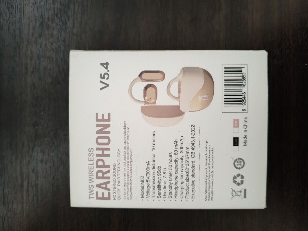 TWS Wireless Earphone M62 V5.4 - Brand New (Category: Earphones) located in Singapore. Submitted by inezchen0925289 (Listing ID 1379926935, Image 3). Description: - like new M62 TWS Wireless Earphones - HD stereo sound - Quick-pair technology - Includes charging case with digital battery percentage display - Comes with USB cable - Perfect for listening to music on the go!.