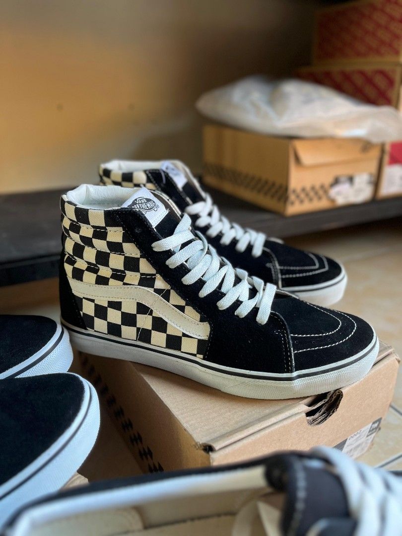 Vans Sk8 Hi Checkerboard Black White Japan Market Original