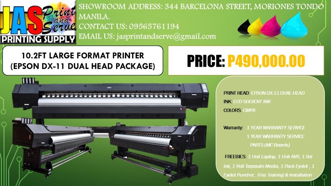 10ft large format printer machine dual head package (Category: Printers, Scanners & Copiers) located in Manila. Submitted by jessasegov69238 (Listing ID 1380112288, Image 3). Description: 🌟 New Pricing on 6ft Large Format Printer Machines! 🌟 Until May 2025, you can take advantage of our special pricing on high-quality printers! Now is the perfect time to enhance your printing capabilities without breaking the bank. Introducing Our Latest Printi