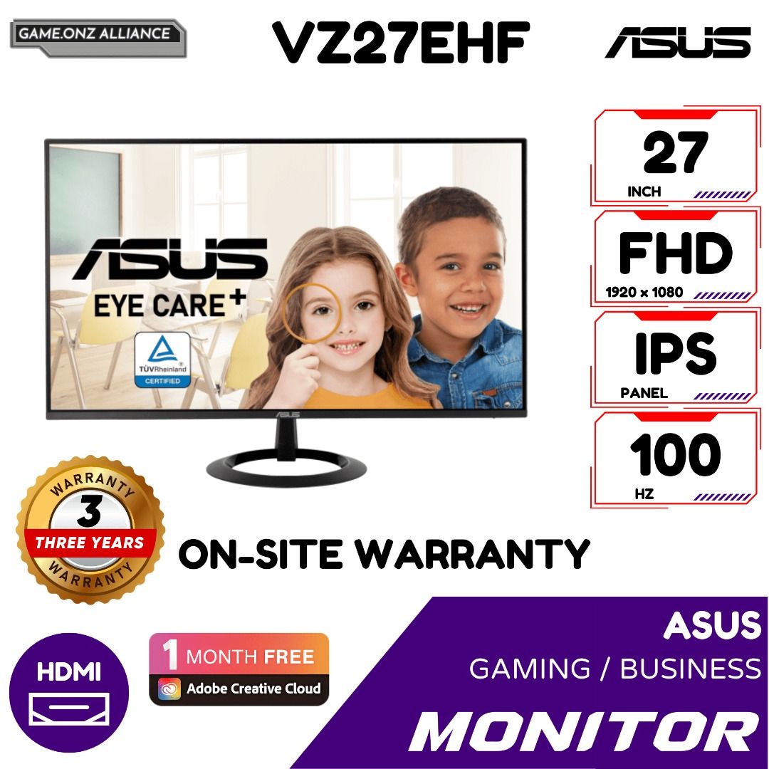 ASUS VZ27EHF EYE CARE GAMING / BUSINESS MONITOR | 100HZ Adaptive Sync, 1ms MPRT, HDMI, Low Blue Light, Flicker Free, Wall Mountable632247644501791121