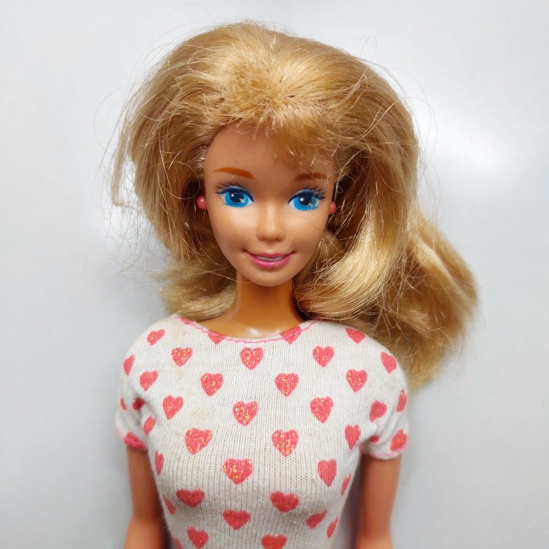 Barbie 90s Pretty Hearts (Category: Kids Toys) located in San Juan City. Submitted by peachykr (Listing ID 1380200435, Image 3). Description: Barbie - Pretty Hearts Barbie Toys from the 90s. Please expect typical wear and tear. Bangs part was cut. Actual item may slightly differ in color due to lighting. Last photo to show only that it may be the original set..