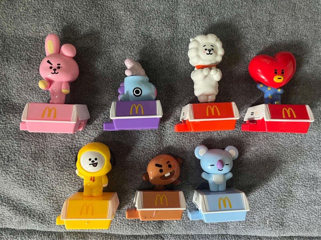 BTS x McDo Collectibles (Category: K-Wave Merchandise) located in Mandaluyong City. Submitted by wenawonka (Listing ID 1380291865, Image 1). Description: - Take all for 1,000 - Displayed in my room only - RFS: Need funds for mom’s medical treatment.