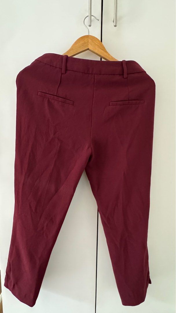 Burgundy/Maroon/ Trousers/ Slacks (Category: Other Bottoms) located in Quezon City. Submitted by 2ndtake (Listing ID 1380156940, Image 3). Description: Bought at Promod. Tapered or Skinny Trousers/ Slacks with very nice burgundy/maroon color. Nicely sewn. Worn twice only. For office, malling, errands, griceries, etc. Great for themed parties too. Can be worn with sandals and heels. Fits size S to M. Kindly refer to the pictures for your size refe
