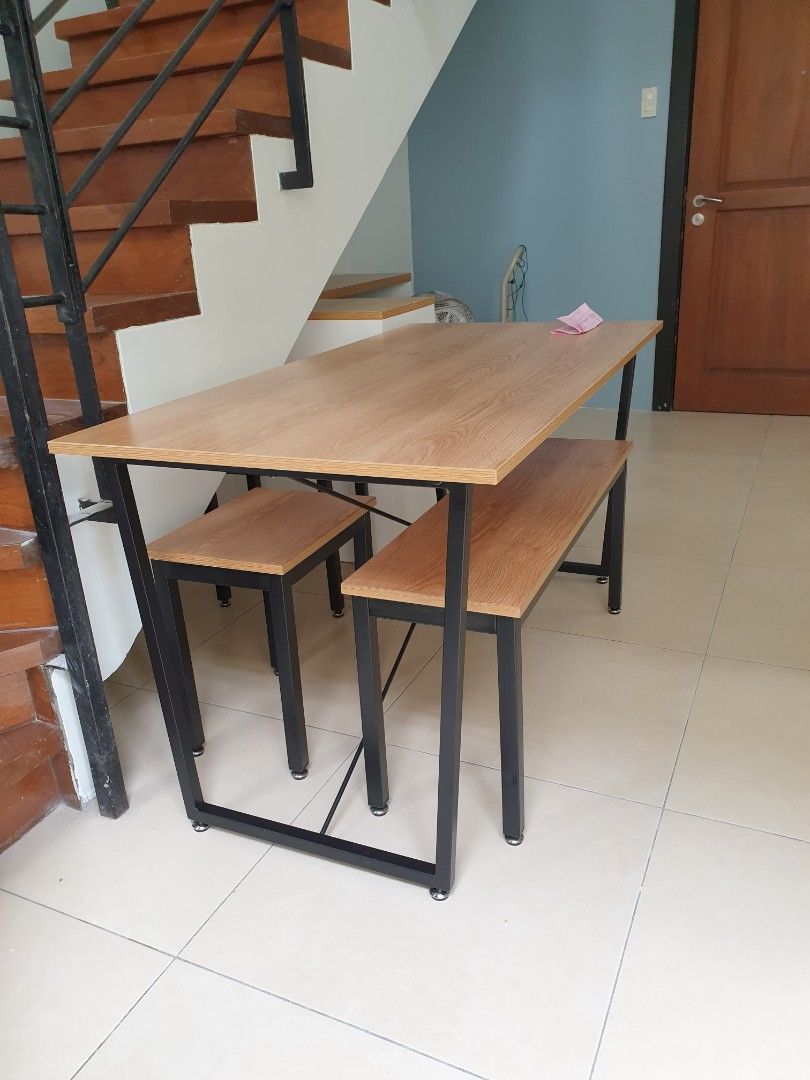 Dining Table Set (Category: Tables & Sets) located in Quezon City. Submitted by kathychan06 (Listing ID 1380188113, Image 1). Description: 1 Table 1 Long Bench 2 Square Bench Dimensions: Table: L140 × W70 x H72cm Long Bench: L100 x W30 x H46cm Square bench: W40x L30 x H46cm Original price P 11,000.