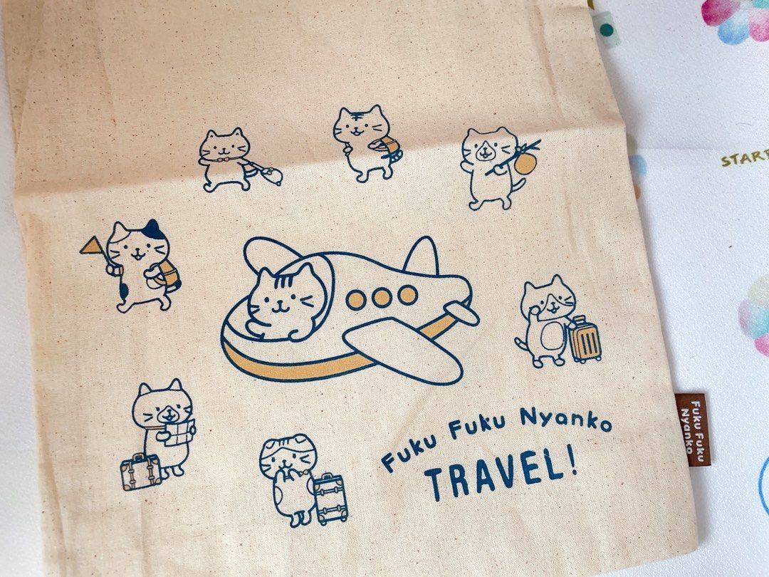 由 meowmeowmai (刊登 ID 1380265172，圖片 3) 提交，位於 新北市 (New Taipei) 的 Fuku Fuku Nyanko 束口袋收納袋 (類別：收納箱及袋)，說明：可愛的束口袋。