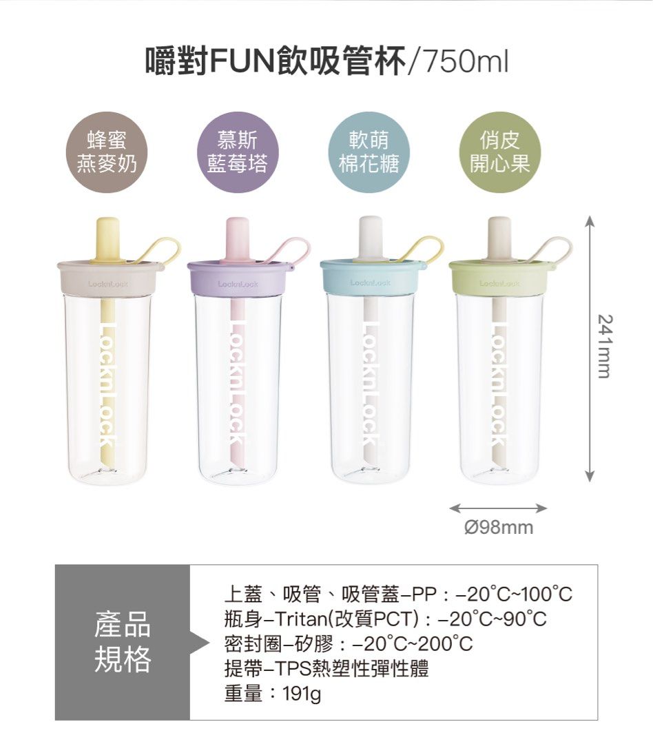 由 cindy1010048-77098 (刊登 ID 1380177567，圖片 1) 提交，位於 台南市 (Tainan) 的 樂扣FUN飲吸管杯750ml (類別：水杯、水壺)，說明：蜂蜜燕麥色。