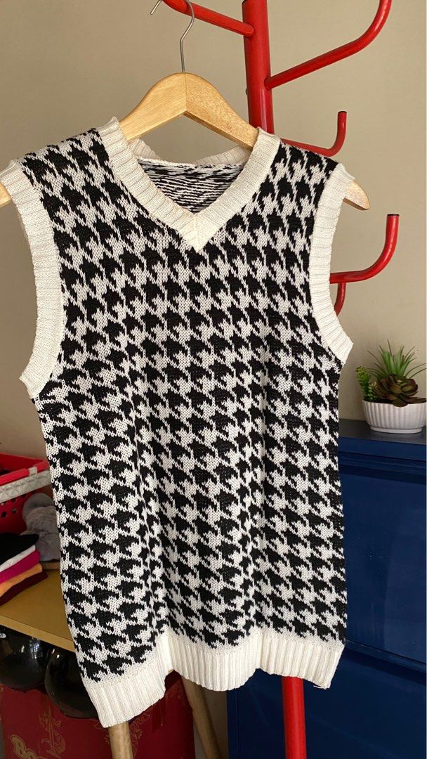 Houndstooth Vest JENNIE Vest Rajut