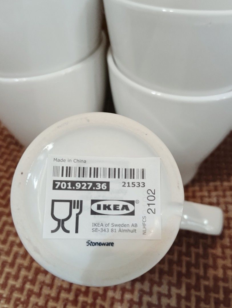 由 smile3157 (刊登 ID 1380130408，圖片 2) 提交，位於 基隆市 (Keelung) 的 [全新］IKEA純白陶瓷馬克杯五入組 (類別：水杯、水壺)，說明：IKEA純白陶瓷馬克杯五入組 每個80元，五個$200元。。