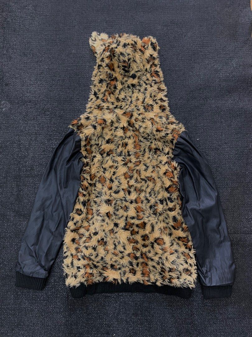 ジャケット・アウター NO ID leopard fur coat t y2k Vkei emo