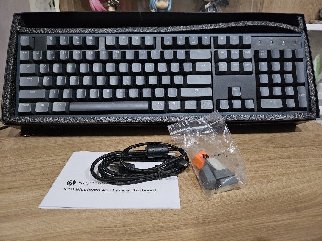 Keychron K10 Full Size Mechanical Keyboard (Category: Computer Keyboard) located in Mandaluyong City. Submitted by ssj15 (Listing ID 1380266383, Image 2). Description: keychron k10 full size mechanical keyboard - wired/bluetooth connection - hotswappable - brown switch - inclusions: keyboard, type-c cable, extra keycaps set (for mac keys),and manual location: mandaluyong city mod: sdd only (can only ship during the weekends and weekday nights) mo