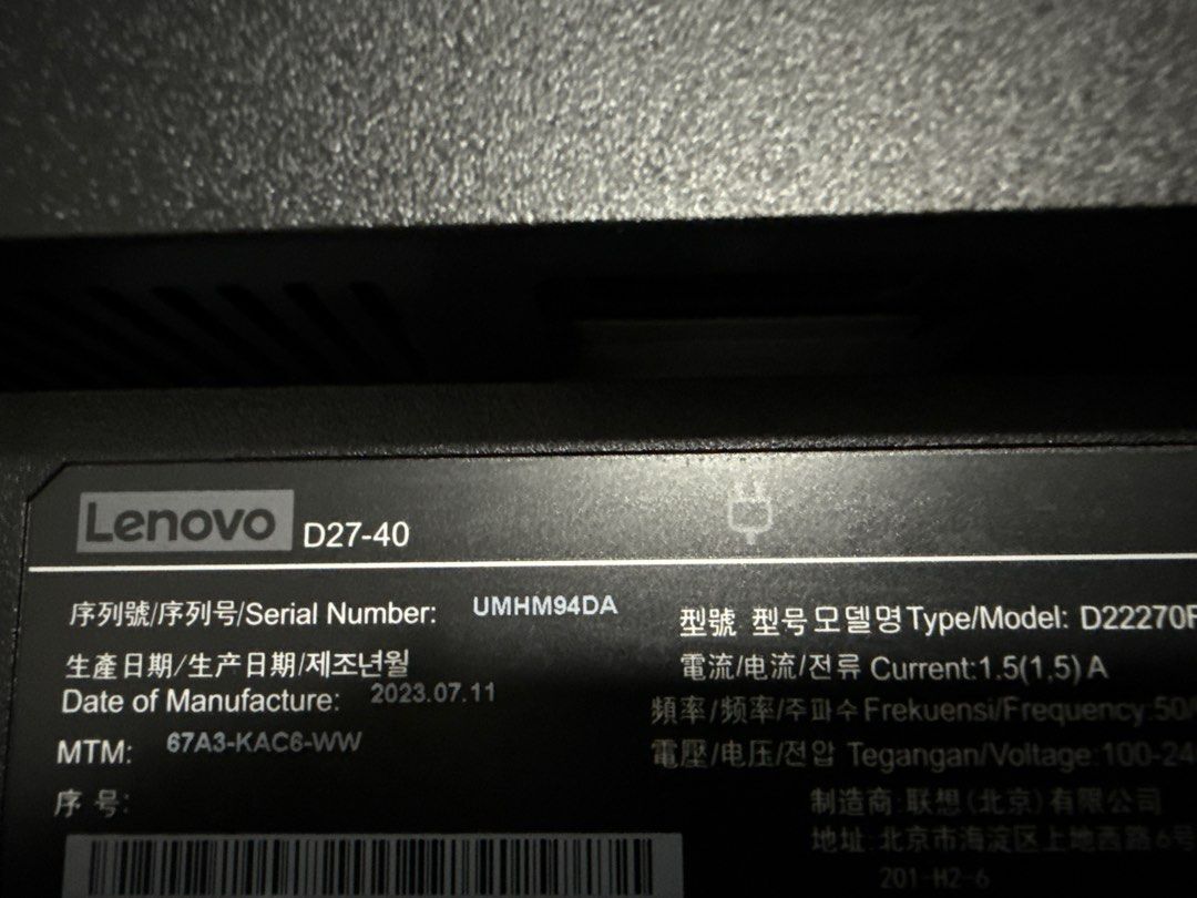 Lenovo D27-40 Monitor Screen63224764475011111