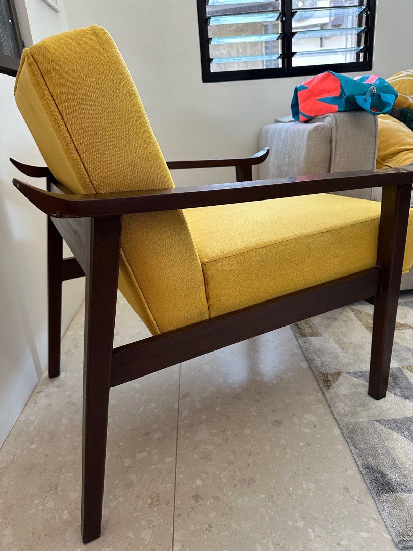 MCM Chair (Category: Chairs) located in Makati City. Submitted by dram86 (Listing ID 1380125866, Image 3). Description: Mid century Modern Accent Chair Slightly used Custom-made Yellow.