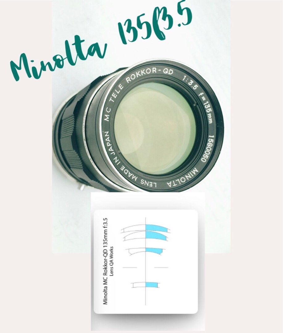 Minolta 135mmf3.5 MD mount (Category: Lens & Kits) located in Las Pinas. Submitted by film101 (Listing ID 1379733648, Image 1). Description: 🌺Minolta Mc tele rokkor QD 135mmf3.5 Newly clean optics ,no haze ,no fungus With sample photos above using digital Aperture snappy Focusing good .