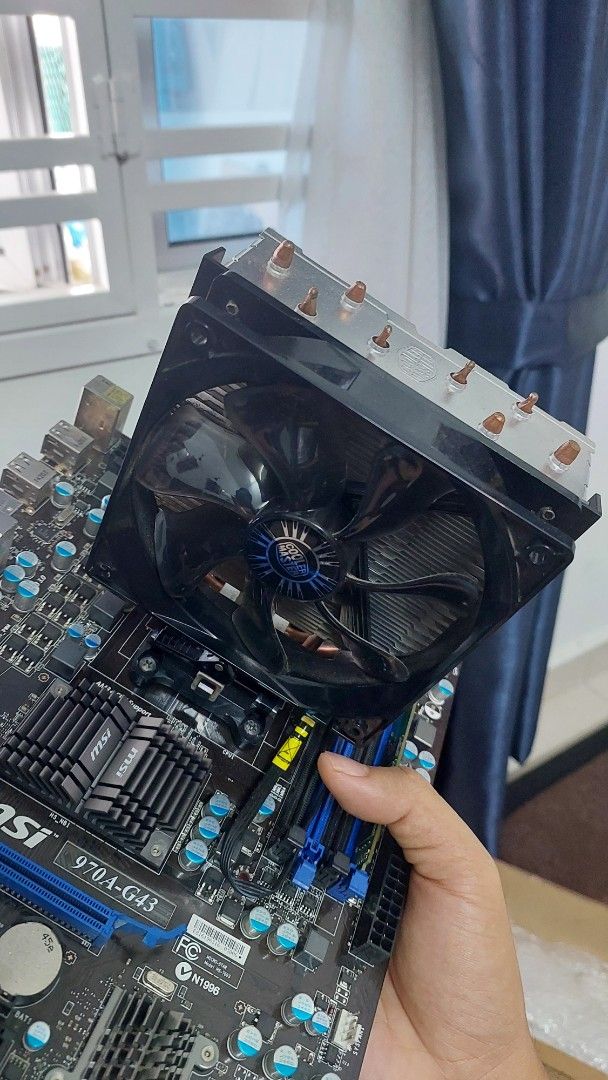 MSI motherboard + Cooler master cpu fan + Amd cpu combo, Computers ...