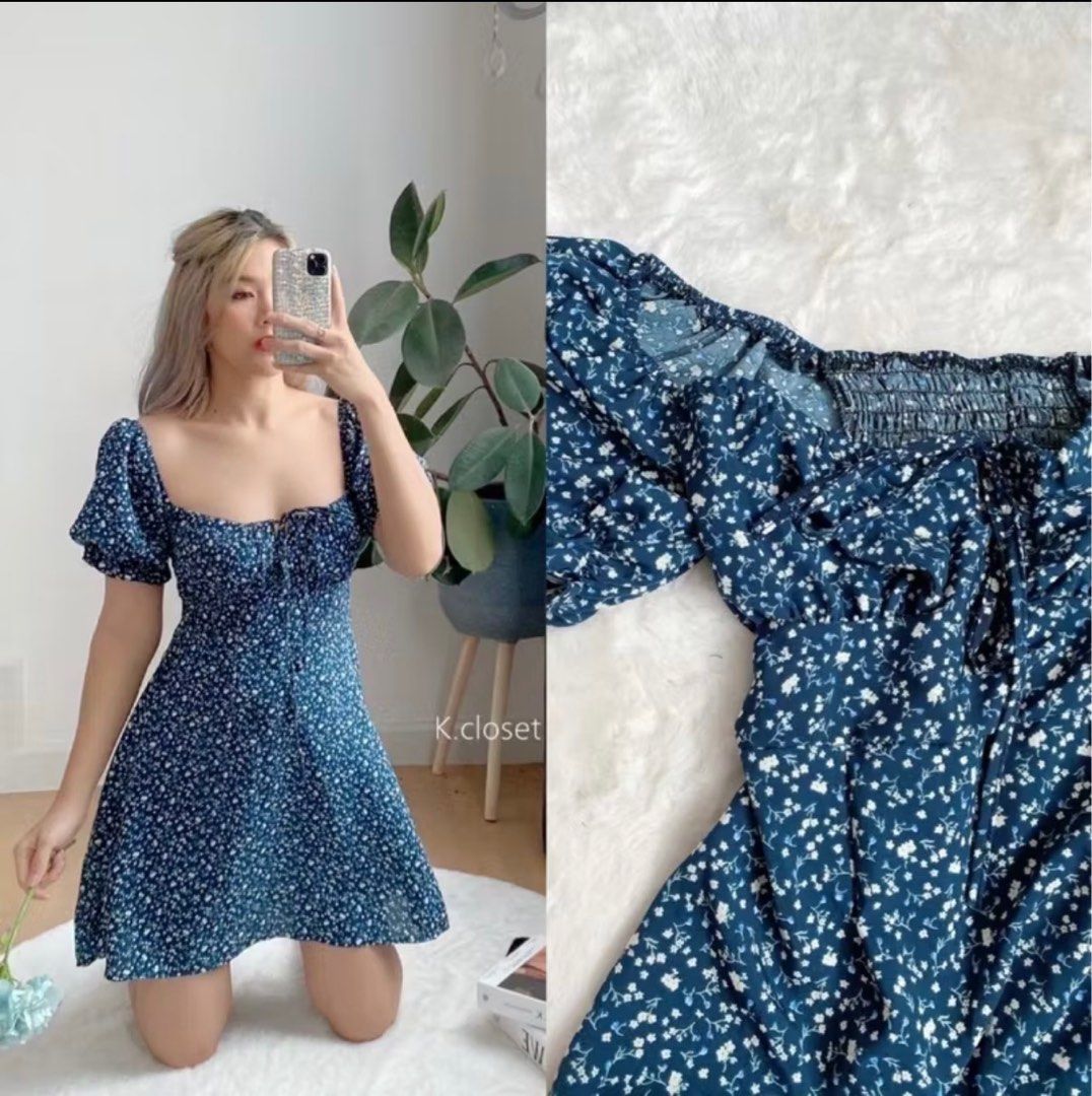 navy blue floral dress (Category: Dresses) located in Mandaluyong City. Submitted by keiscart (Listing ID 1380236934, Image 1). Description: used once.