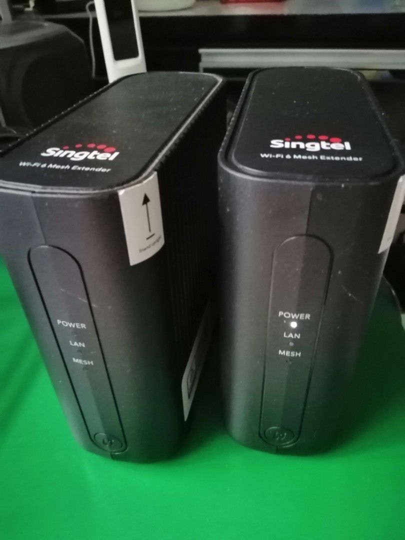 Singtel Wifi 6 Mesh extender (Category: Networking) located in Singapore. Submitted by happycat6973 (Listing ID 1380227351, Image 1). Description: In good condition, $45 for 2.