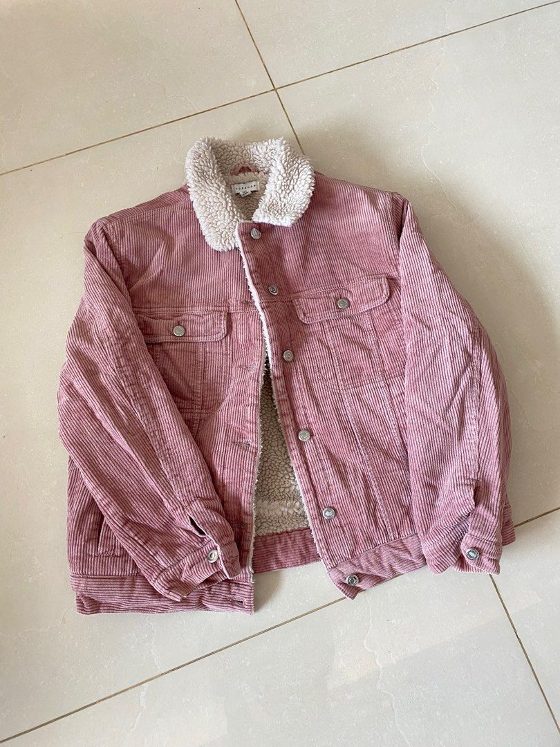 topshop pink corduroy jacket, 女裝, 外套及戶外衣服- Carousell