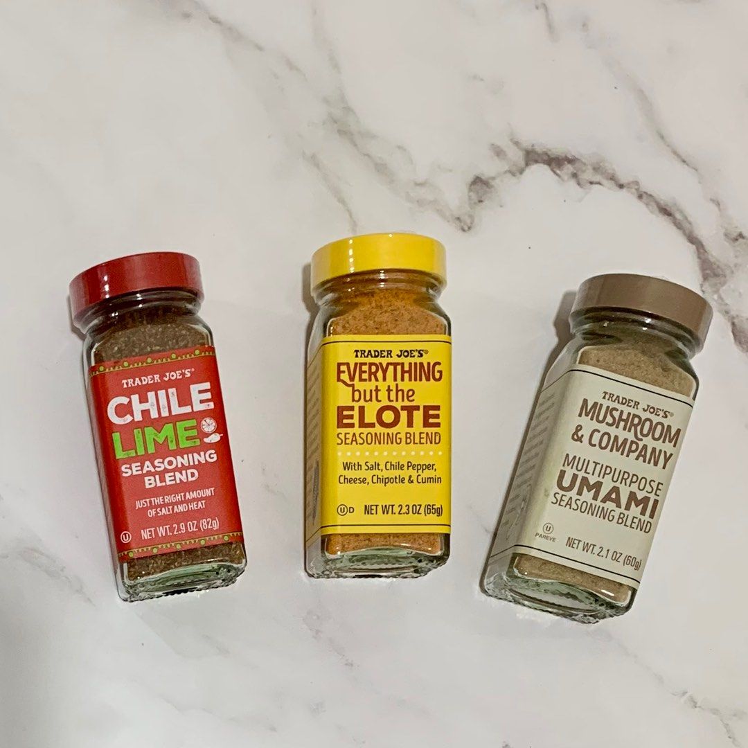 Trader Joe’s Seasoning (Category: Spice & Seasoning) located in Pasig City. Submitted by ysobelandquin (Listing ID 1380188548, Image 1). Description: Everything but the Elote - PhP299 expires 10/26 Multipurpose Umami - PhP415 expires 10/26 Chile Lime - PhP335 expires 10/26 Payment via Gcash or BPI Shipping via Grab, Lalamove or Gogo at buyer’s expense.
