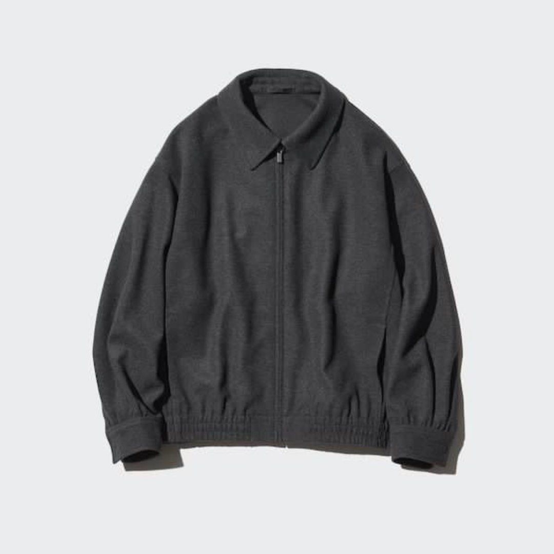 Uniqlo Brushed Jersey Blouson (Category: Coats, Jackets and Outerwear) located in Manila. Submitted by 99rocket (Listing ID 1380103283, Image 2). Description: Uniqlo Brushed Jersey Blouson Color: Dark Grey Width: 22 (Small on tag) Length: 22 Sleeve: 19.5 Shoulder: 18.5.