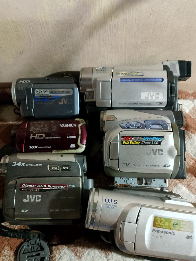 Untested JVC cameras (Category: Cameras) located in Manila. Submitted by allaboutcollections (Listing ID 1380283463, Image 1). Description: for take all untested handycams good for parts or restore no batt all unit only.