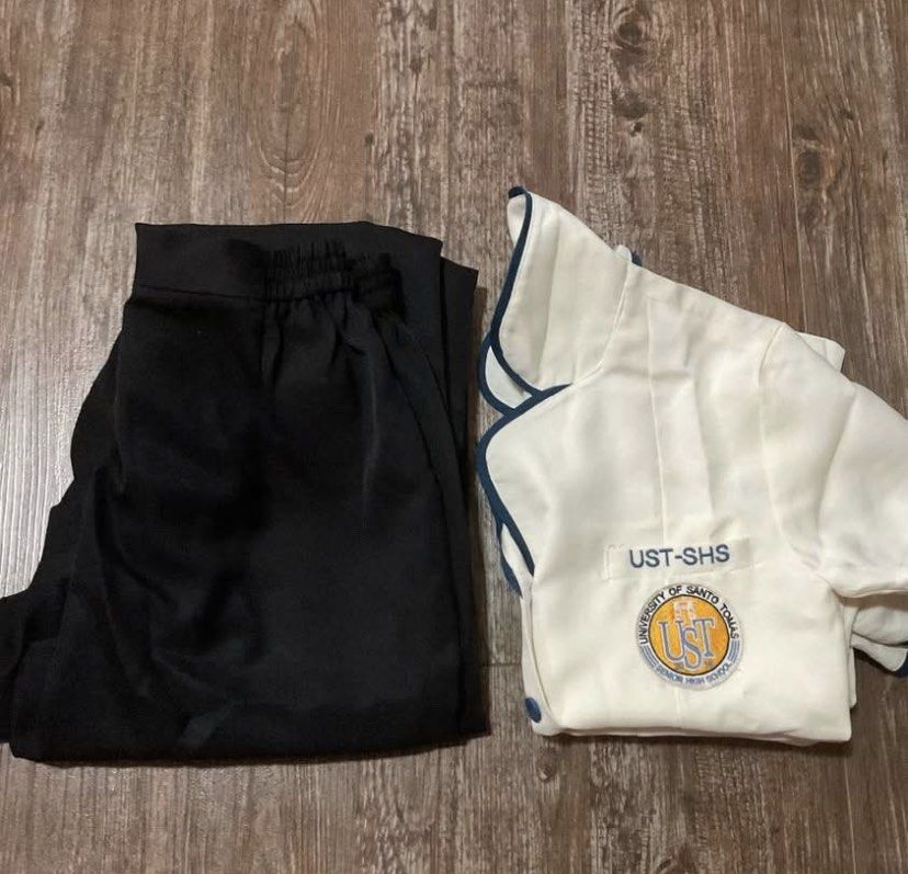 UST-SHS Type A Female Uniform (Blouse, Slacks Pants) (Category: Sets or Coordinates) located in Manila. Submitted by vrnces (Listing ID 1380229957, Image 1). Description: (1) Top Size M - PHP 250 (1) Top Size L - PHP 250 (2) Slacks Size M - PHP 350 each Per set - PHP 500.