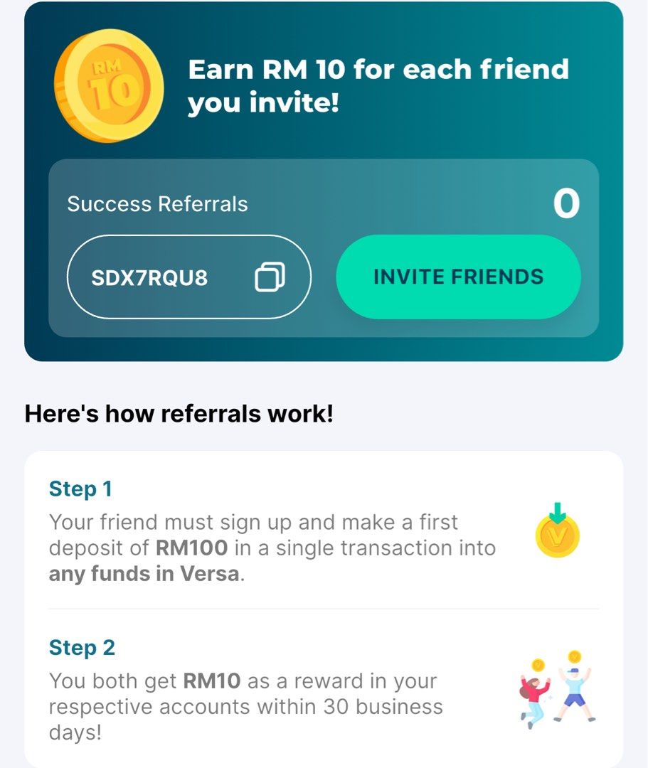 Versa promo code (Category: Game Gift Cards & Accounts) located in Kajang. Submitted by amyleej (Listing ID 1380162205, Image 1). Description: Join Versa now, easy for amateur or busy investors..