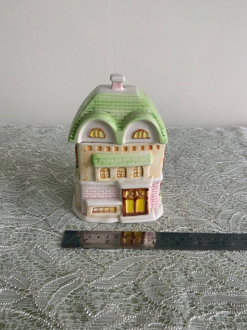 Vintage Ceramic House Jar with Lid