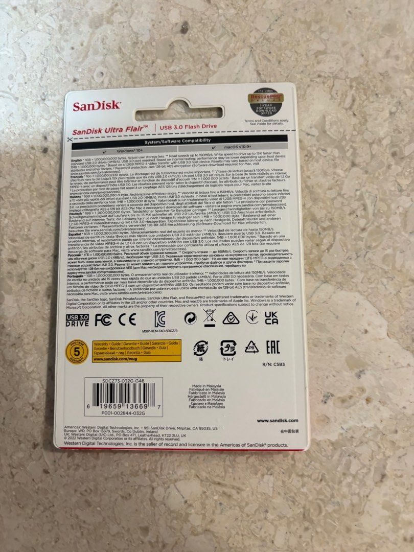 32GB SanDisk Ultra Flair USB 3.0 拇指型随身碟 闪存盘63060530354562111