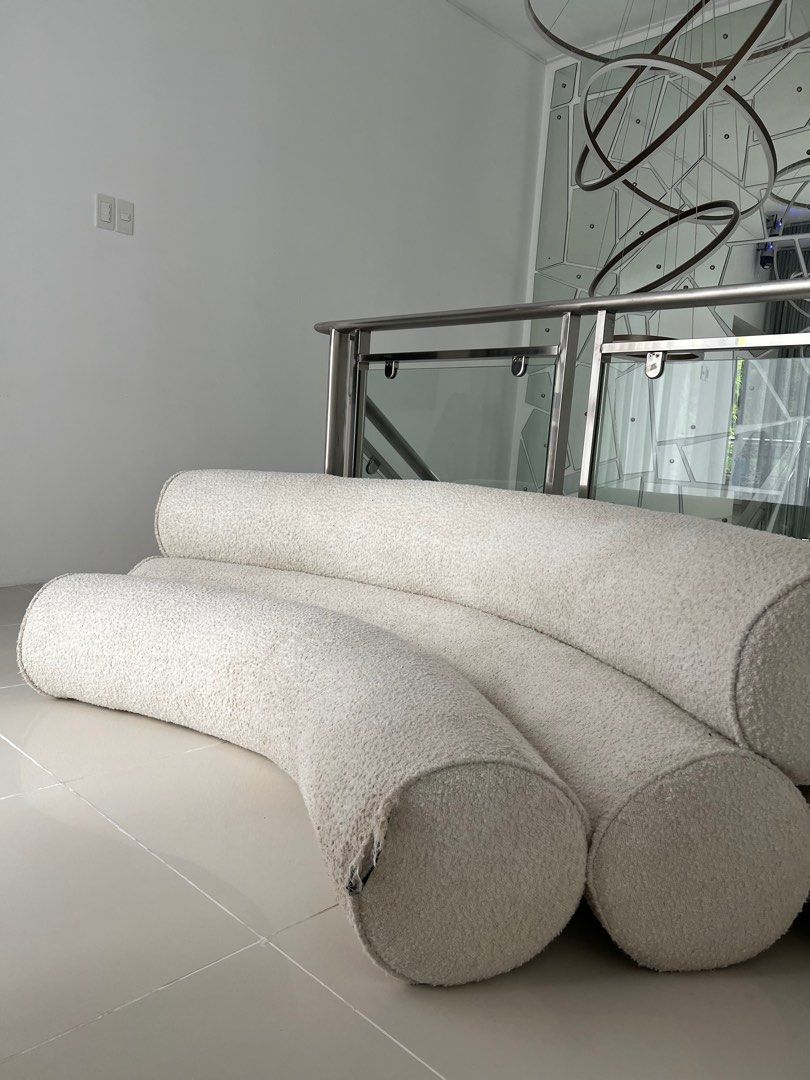 3 Seater Couch (Bouclé Fabric) (Category: Sofas) located in Tagaytay City. Submitted by beyprie (Listing ID 1380355237, Image 3). Description: Needs cleaning Original price ₱79,000 (see last photo for the invoice).