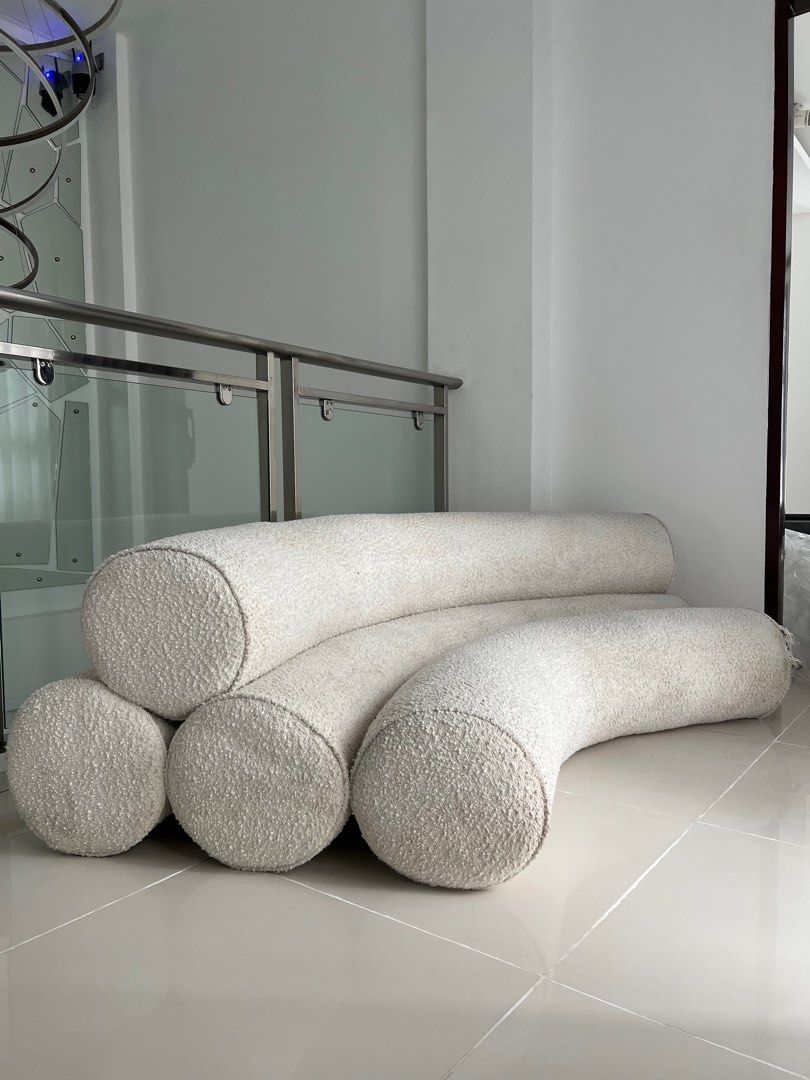 3 Seater Couch (Bouclé Fabric) (Category: Sofas) located in Tagaytay City. Submitted by beyprie (Listing ID 1380355237, Image 1). Description: Needs cleaning Original price ₱79,000 (see last photo for the invoice).