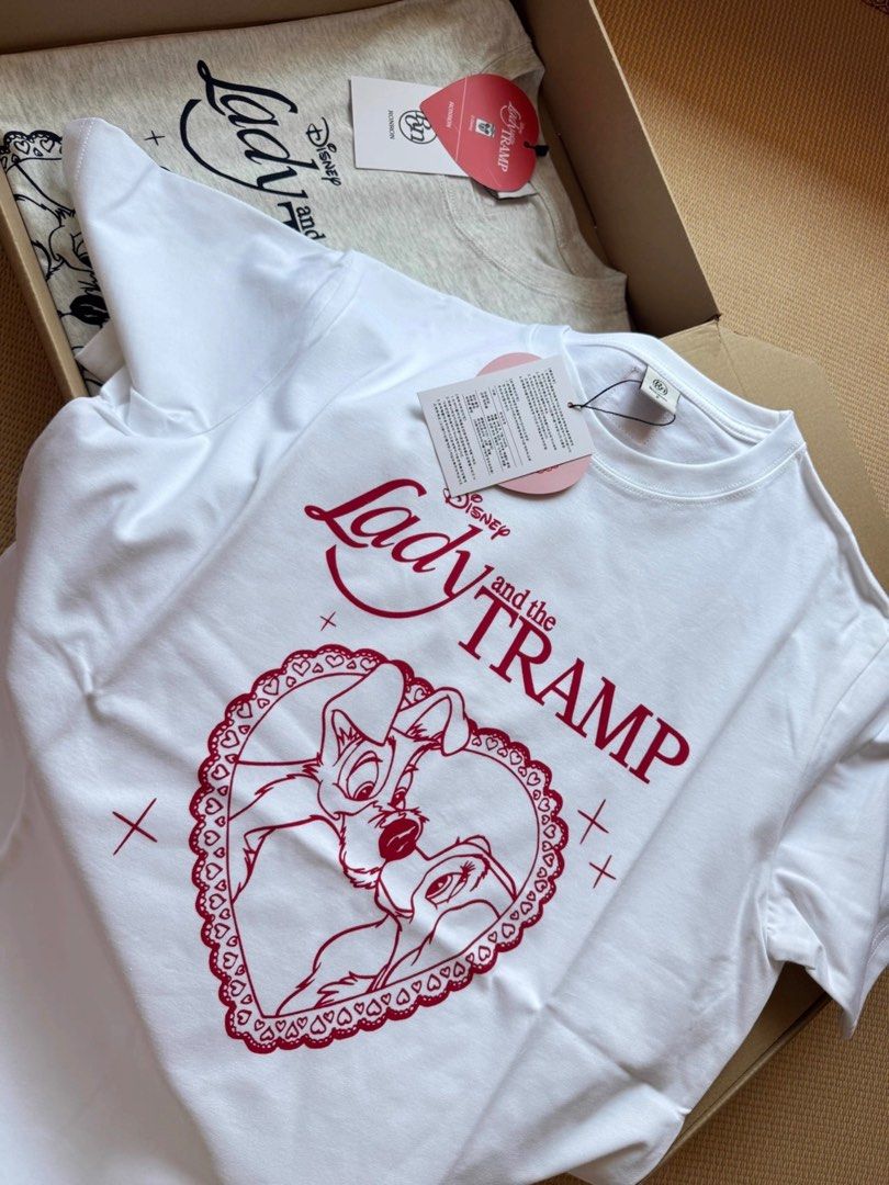 ◆RONRON◆ HEART LADY AND THE TRAMP BASIC FIT T SHIRT OATMEA HEART LADY AND THE TRAMP BASIC FIT T SHIRT OATMEAL - RONRON 론론