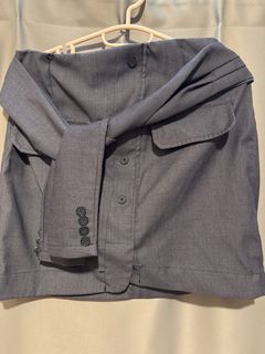西裝鈕扣綁腰裙 grey skirt64229976331907110
