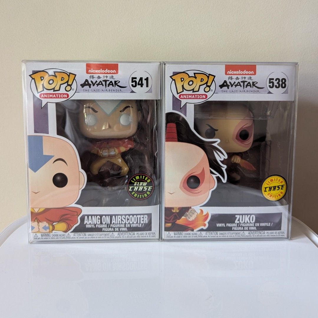 Avatar Aang Zuko Funko Pop Chase (Category: Designer & Blind Box Toys) located in Makati City. Submitted by csupply (Listing ID 1380293520, Image 1). Description: Aang GITD Chase 2000 Zuko Chase SOLD With FREE Protector Priority to multiple item buyer. Some Items are negotiable. Box conditon 9 to 10/10 unless specified. Pop condition is 10/10. Additional pictures can be sent as requested. Cross posted Pop location: Makati Shipping: Tru Grab or La