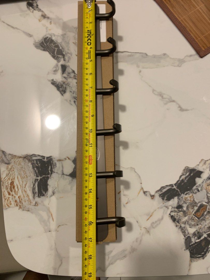 Clothes Hook - 6 hooks (Category: Hooks & Hangers) located in Singapore. Submitted by BigMonk (Listing ID 1380469721, Image 2). Description: Clothes Hook . Gun metal colour 6 hooks . 44cm x 6cm 4.2cm Aluminum Brand new set.