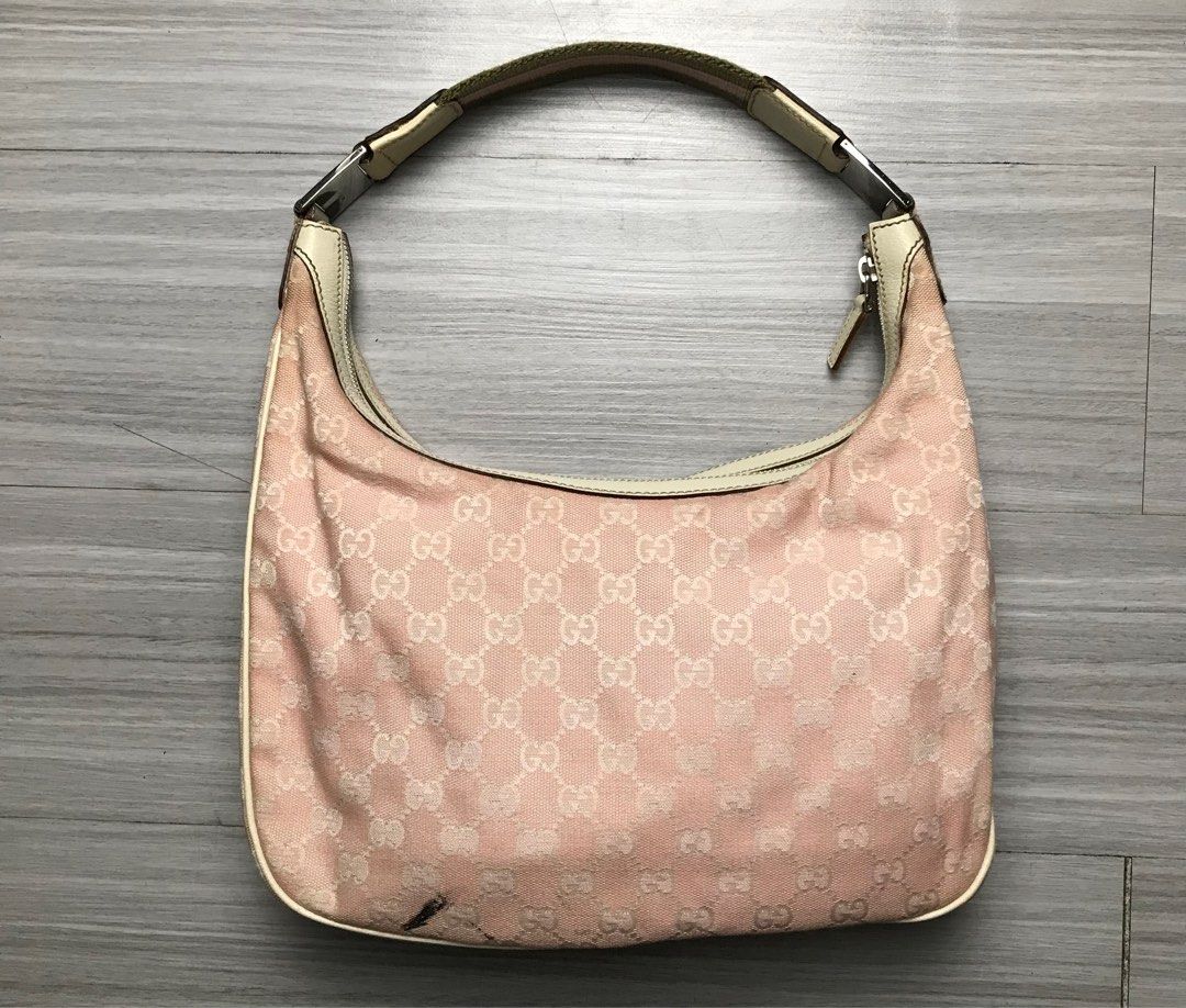 Gucci GG Monogram Croissant Hobo Bag (Category: Luxury Bags & Wallets) located in Cabanatuan. Submitted by cabsygoods (Listing ID 1380433916, Image 2). Description: Gucci GG Monogram Croissant Hobo Bag Very good condition Issue removable stain Color rate 9/10 Dm to purchase! 📩.
