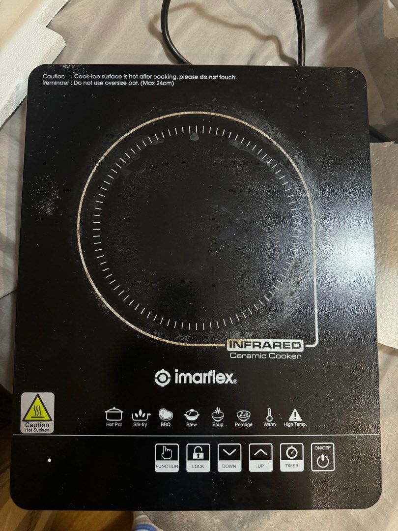 Imarflex Ceramic Infared Single Burner (Category: Cookers) located in Manila. Submitted by bunanni (Listing ID 1380297185, Image 3). Description: Slightly negotiable Very useful single burner Ceramic does not discriminate cookware unlike induction RFS upgraded - need more burners for growing family Used for less than a year and stocked in storage after.