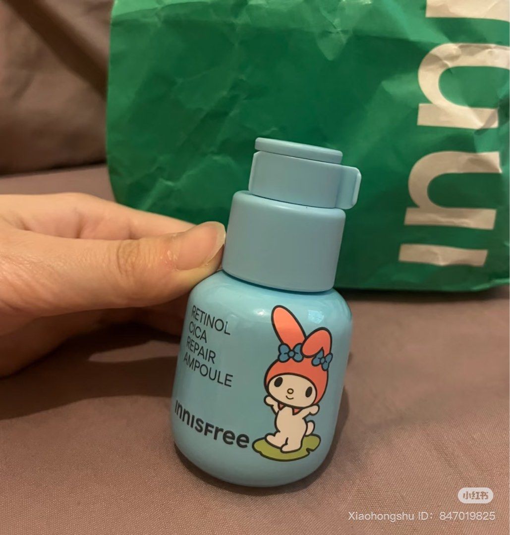 由 irene867228 (刊登 ID 1380303582，圖片 1) 提交，位於 新北市 (New Taipei) 的 INNISFREE限定美樂蒂A醇淨膚修護安瓶 (類別：護膚、清潔產品)，說明：全新 ！ 上個月韓國當地innisfree購入 限定包裝 美樂蒂 A醇淨膚修護安瓶30ml Innisfree 家超熱門A醇 改善粉刺 痘痘 毛孔 因為我是買套裝 我只留一瓶 故全新售出 原價一瓶要$1100。
