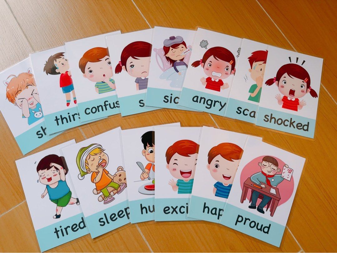 幼兒情緒英文卡Kids Emotion cards, 興趣及遊戲, 玩具& 遊戲類- Carousell