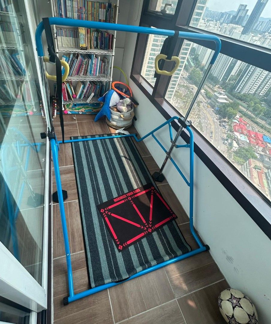 Kids gymnastics Exercise Frame (Category: Exercise Mats) located in Singapore. Submitted by arr05 (Listing ID 1380408507, Image 1). Description: - Blue exercise frame included - Features handles - Sturdy and functional design - Perfect for indoor exercise - Mats not included - Ideal for home workouts for kids.